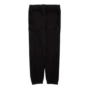 Men's Full-Length Plain Chrome Hearts Paper Jam Triple Leather Cross Patch Casual Pants, Black Menswear Sweatpants