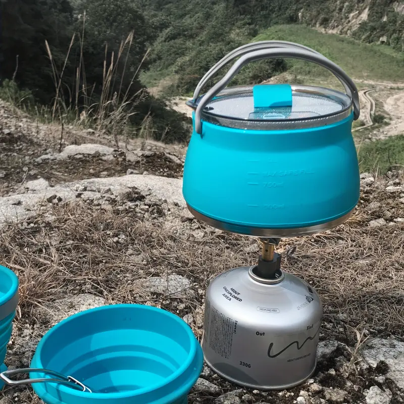 Camp Kitchen Collapsible Camping Kettle For Hiking, Backpacking & Outdoors, Folable Pot With Lid