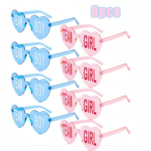 Baby Shower Gender Reveal Sunglasses, Blue & Frameless Sun Glasses, Girl Team Vs Boy Team Decorations, 1/2/6/8/12 Pieces Set, Party Accessories, Party Decoration Supplies