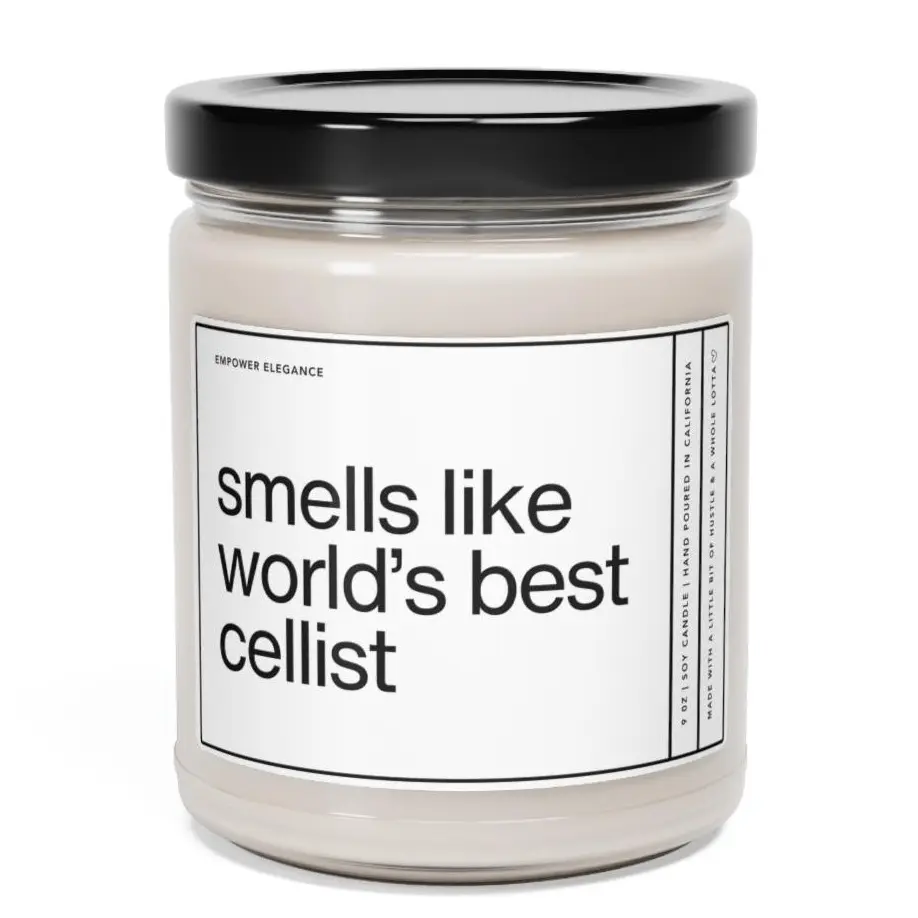 Cellist Gift, Cellist Candle, Cellist Candle, Funny Gift For Cellist, Smells Like Candle, Cello Player Gift, Musician Gift, Band Member Gifts, Cello Music Lover Gift, Birthday Gift, Christmas Gift, 9oz Scented Soy Wax Candle, Home Decor