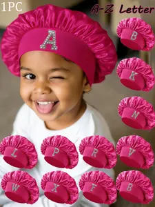 1Pc 26 Letter A-Z 3-8 Years Old  Baby Hair Bonnet Sleeping Kid Bonnets For Girls Curly Hair,Satin Sleep Bonnet For Teens Toddler Child Daily Durable