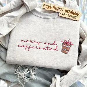 Merry and Caffeinated Embroidered Crewneck