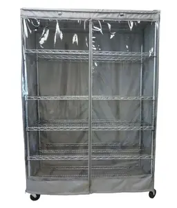 Wire Shelving Cover 36"Wx14"Dx54"H: One Side See-Through, Grey