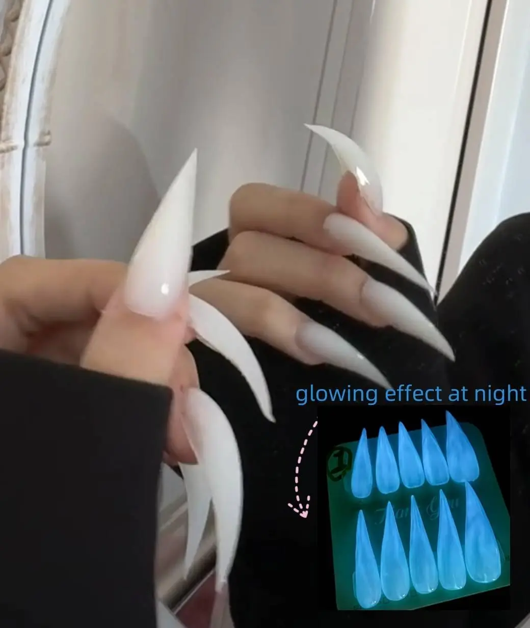 【Mother's Day Gift】 Handmade short curved stiletto eagle claw faux crystal nails, thick gothic press on nails with dragon claw pattern. Glossy Natural Finish | Easy Apply, Comfortable & Durable | Daily, Business & Elegant Nail Art, Nail Inspo, Press On Na