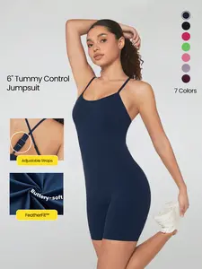 GLOWMODE 6" FeatherFit Tummy Control Adjustable Straps Sports Jumpsuit Low Impact Yoga Daily Summer GLOWMODE 6" FeatherFit Tummy Control Adjustable Straps Sports Jumpsuit Low Impact Yoga Daily Summer