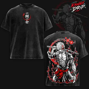 Ichigo Kurosaki T-Shirt, Bleach Anime Oversized Tee, Vintage Washed Graphic Shirt, Shinigami Bankai Streetwear, Heavy Cotton Casual Unisex Outfit, Japanese Manga Top, Gift for Fan
