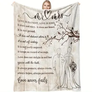 Wedding Gifts for Couples 2024 Soft Blanket, Bridal Shower Gifts for Bride to Be, Engagement Gifts for Couples, Wedding Gifts for Newlyweds Wedding Throw Blanket 60 50-280GSM
