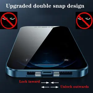 360 Degree Privacy Metal Case iPhone 16 15 13 14 Plus 12 Mini 11 Pro Max Lens Protection Dual Snap Lock Protective Cover