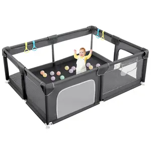 Baby Playpen, Play Pens for Kids Activity Center, Foldable Large Baby Playard for Indoor and outdoor, with Pull Ring Child Safety Barrier Fence Ball Box Game Playpen, Gift