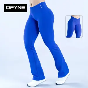 2026 DFYNE Vision Flare Leggings  Full Matte Nylon Crossover V-Waist + Butt Lift – Seamless Yoga Gym Pants!