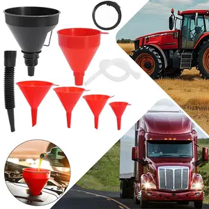 6 Pcs Plastic Funnel Set,Wide Mouth Oil Funnel with Flexible Hose for Cars,Motorcycles,Engine,Gas,Fuel,Diesel,Water,Fluid,Coolant,Liquid Filling,Car Repair Tool