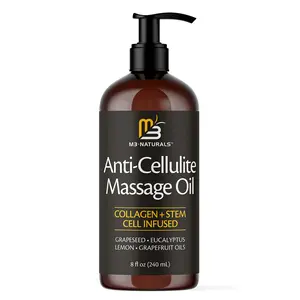 M3 Naturals Cellulite Massage Oil 8oz - Smooth the Appearance of Cellulite - Body Care & Skin Care Massage Oil - Topical Collagen and Plant Stem Cell Body Oil to Restore Texture and Elasticity - Soothing Body Oil Moisture Hydrating