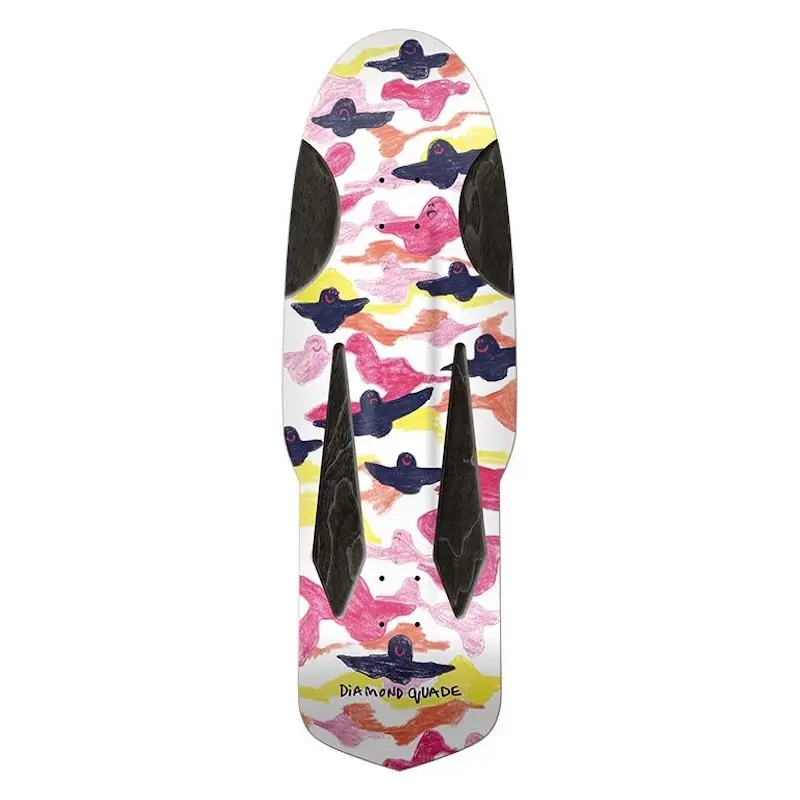 Krooked Mark Gonzales SSD26 Diamond Quad Unisex Limited Edition Skateboard - 10.75in Black Ply, Weight-Cutout Skateboarding Deck, 10.75" X 33.95"
