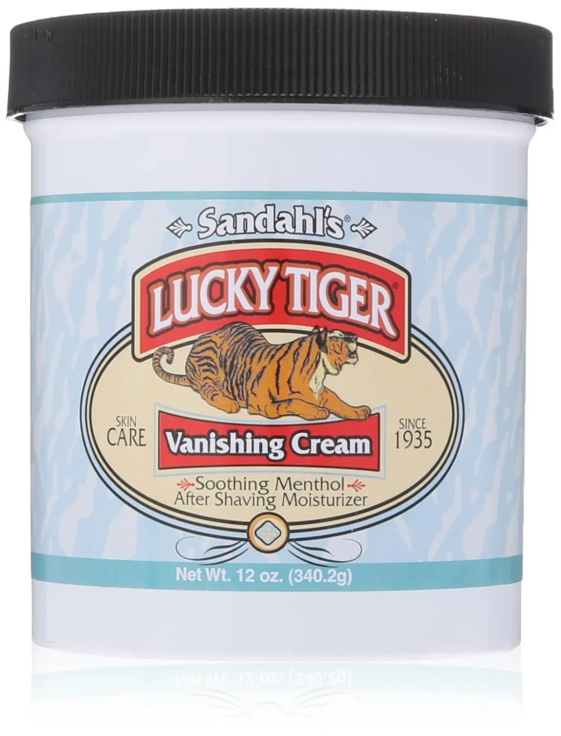Lucky Tiger Sandahl's Vanishing Cream, Men's Cooling Aftershave & Face Moisturizer with Menthol & Mint, Soothes Razor Burn & Bumps, 12 oz, Single Item, Daily, Blend, Peppermint Oil, Hydrating, Adults, For Dry Skin, Soother, Daily Use