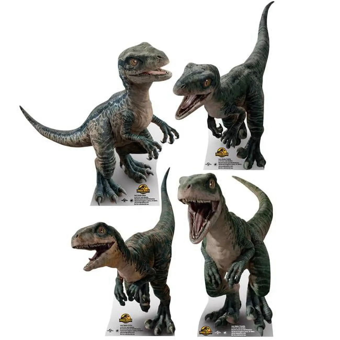 Advanced Graphics 3501 19x15in Decorative Dinosaur Standees - Baby Blue Charlie, Delta & Echo Mini Cardboard Cutout Collectibles, Jurassic World Themed Home Decor, Pack of 4, Animals/Insects/Dinosaurs