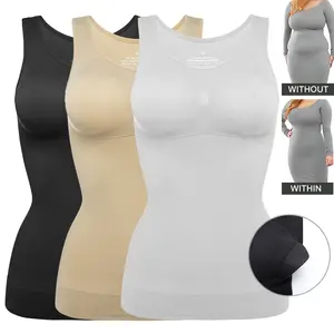 3/2/1 Pack Women Shaper Cami with Built in Bra Shapewear Padded Tank Top Tummy Control Camisole  Undershirt,Soft Comfortable Farbic Womenswear