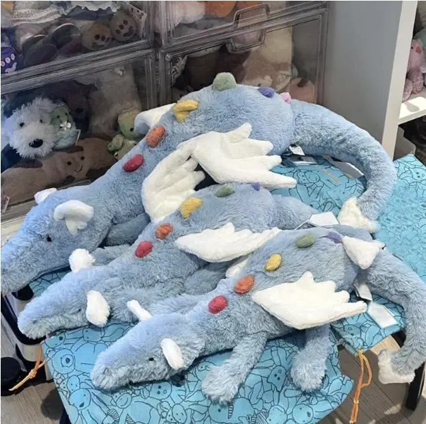 Jellycat Snow Dragon Plush Toy Soft Stuffed Fantasy Dragon Doll Cute Gift for Kids, Collectors & Home Decor