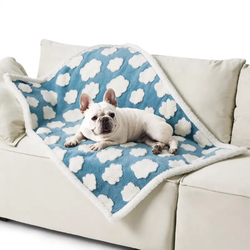 Waterproof Leak-Proof Pet Blanket - Double-Sided Jacquard Shag & Sherpa Fleece, Machine Washable Furniture Protector, 3D Textured Home Decor for Dogs & Cats, All Seasons
