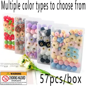 Mixed Color Plush Ball Beads Set, Bead Assortment, 57pcs/box Round Beads, DIY Jewelry Making Supplies for Necklace Earrings Bracelet Making, Handmade Crafts, Jewelry Making Tools, Diy Jewelry Decoration, Diy Beading Accessories, Beaded Set