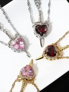 [Couple Pendant Set] 2 Pcs Couple Pendant Necklaces, One Sword-shaped Necklace for Men and Women, One Sword-shaped Pendant with A Heart-shaped Pendant, Perfect Valentine's Day Gift or Everyday Versatile Accessory, Exquisite Jewelry Gift