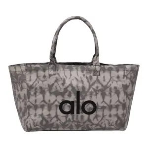 Alo Yoga Contrast Print Canvas Tote Bag for Women in Gray