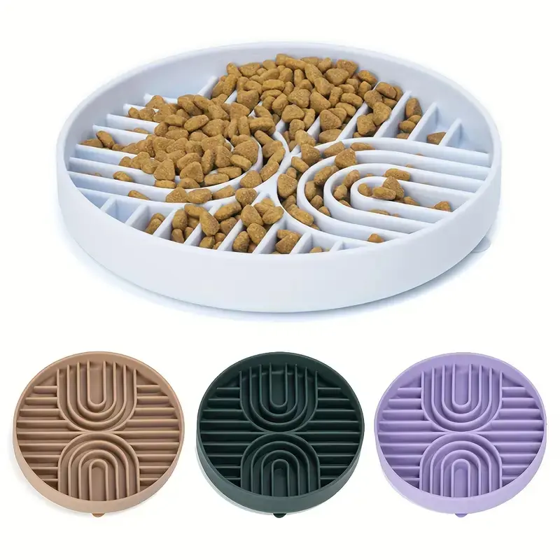 Pet Zone Silicone Dog Bowl Slow Feeder, Neater Feeder Non-Slip BPA Free Heat Resistant Dishwasher Safe, Fits 1-3 Cups Food Water, Reduces Anxiety, Slow Feeder Bowls