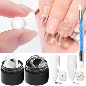 3pcs FourLily Non-Stick Solid Builder Gel Kit, Includes Double-Headed Pen, White & Clear Non-Sticky Hard Gel, 3D Gel for Nail Art Sculpting Modeling, Nail Extensions, Nail Gel, Gel Nail Polish, Nail Art Tools, Builder Gel Nails, Manicure Salon Supplies