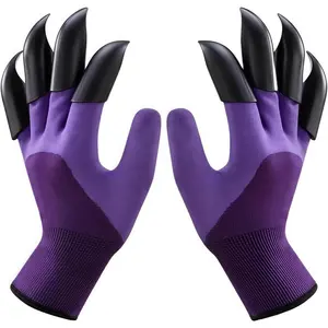 Purple Claw Gardening Gloves for Women & Men - 1 Pair Durable Garden Gloves with Claws for Digging, Planting, Weeding |   Waterproof Outdoor Protective Work Gloves with Hand Protection