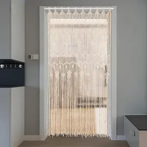 33.46*78.74 in Macrame Window Curtain Room Divider Doorway Curtain 2 Panels Large Long Wall Hanging Handmade Wall Hanging Tapestry for Living Room Bedroom Bohemian Home Decor Wedding Backdrop
