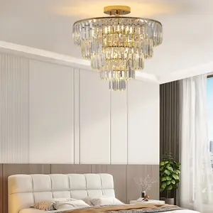 5-Tier Modern K9 Crystal Flush Mount Chandelier - Luxury Tiered Ceiling Light