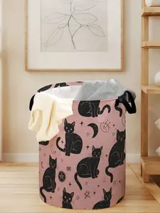 Cat Print Portable Laundry Basket with Handle, Dirty Clothes Basket, Durable Foldable Clothes Storage Bin, Large Capacity Toy Organizer for All Seasons, Laundry Hamper, Collapsible Laundry Hamper