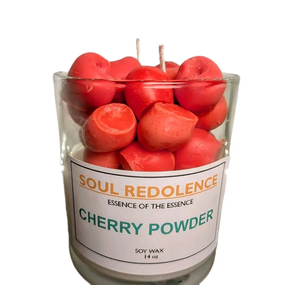 Soul Redolence Cherry Powder Candle - Soy Wax 14 oz Aromatic Scented Candle for Household Use Fragrance Decor