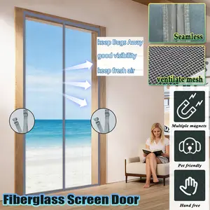 [Magnetic Screen Door] Heavy-Duty Fiberglass Mesh with Storage Clasp, Durable Invisible Design Ventilated Mesh, Cat & Dog Scratch-Proof, Prevents Insects from Entering, Automatic Closing Curtains for Bedroom Living Room Balcony