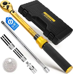 3/8-Inch Drive Torque Wrench Set, 10-45 FT.LB (13.6-61Nm), Magnetic Spark Plug Socket Set, 12-Point Sockets 14mm & 16mm, Spark Plug Gap Tool, ±3% Accuracy, 72-Tooth Torque Wrench for Motor, Car Repair
