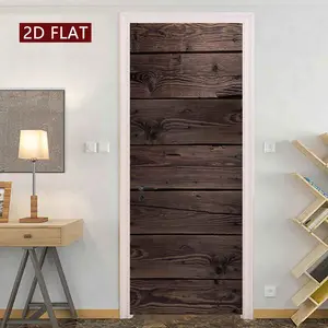 Wood Grain Pattern Door Sticker, 2 Counts/set Easy Apply Peel & Stick Door Sticker, Waterproof & Scratch Resistant Decoration Painting for Home, Kitchen, Bathroom, Bedroom, Ornaments, Door Decorations