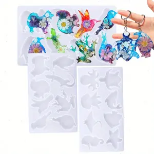 2Pcs Resin Molds Set,16 Grids Marine Terrestrial Amphibious Animals Keychain Making Silicone Mold for Epoxy Resin Casting Craft DIY Pendants Ornaments Decoration Gift