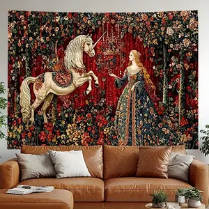 1pc Medieval Fantasy World Print Tapestry, Art Tapestry, Suitable for Rooms, Yards, Studios, Homes, and Celebrations, Ideal Creative Gift Available in Various Sizes