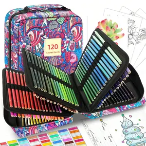 120 Colored Pencils with Zipper | Quality Soft Coloured Leads for Adult Artists, Professionals and Colorists | In Zipper Pouch