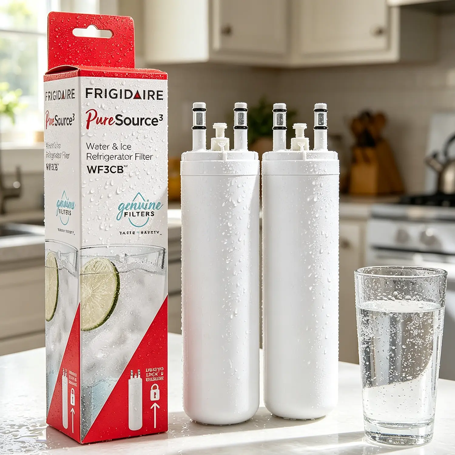 WF3CB Kitchen Water Filter Replacement - 1pcs Direct Swap, Compatible with Frigidaire WF3CB, PureSource 3, 706465, 242086201, 242069601, PS3412266, AP4567491, Easy Installation, No Battery, 9 in Height, Height 9"