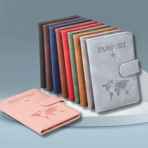 PU Leather Passport Holder, 1 Count Multi-functional Durable Passport Cover with Magnetic Snap, Anti-magnetic and Anti-card Skimming Document Wallet, Travel Accessories