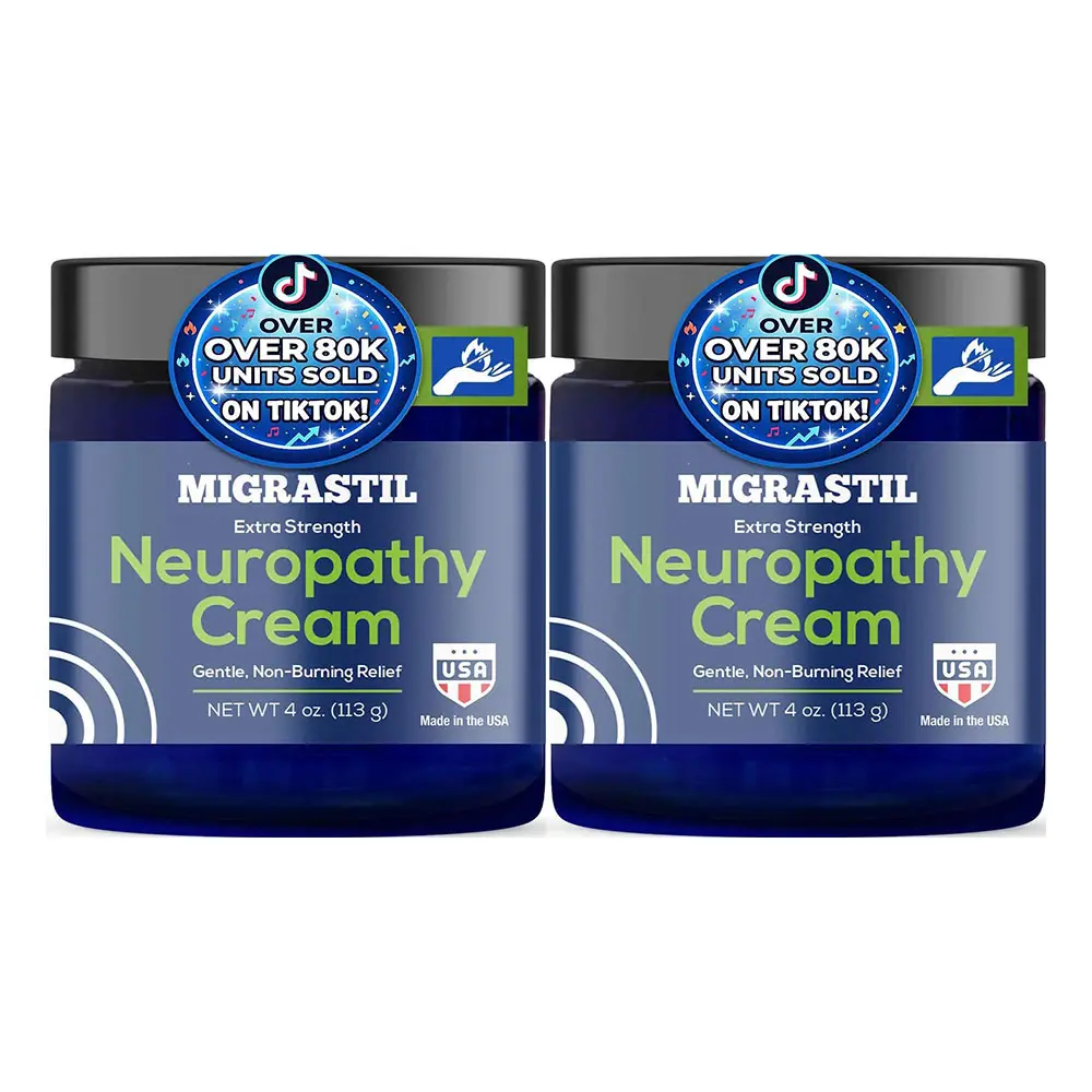 2 Bottles Migrastil Neuropathy Cream - Soothing Cream for Feet, Legs, Hands, Etc. Aloe Shea Butter Gentle Clove Moisturizing Body Care Daily