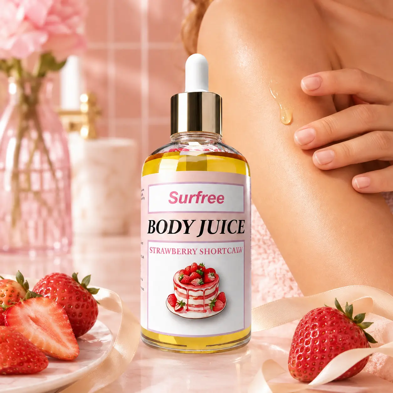 [Dealsforyou] Strawberry Aroma Body Oil Moisturizer, 30 mL/1 fl oz Dropper Bottle, Beauty & Self Care Products for Daily Soft Skin Care