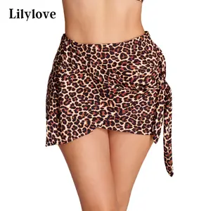 [SummerClearance] Lilylove Tummy Control Swim Skirt | Flattering Ruched Beach Sarong Skirt | Snatched Waist Bottom Lilylove summerwins Leopard