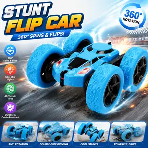 RC Stunt Car 360° Flip with LED Light Wheels – Rechargeable Remote Control Double-Sided Driving Car for Kids Boys & Girls | High Speed Off-Road Racing Toy Gift