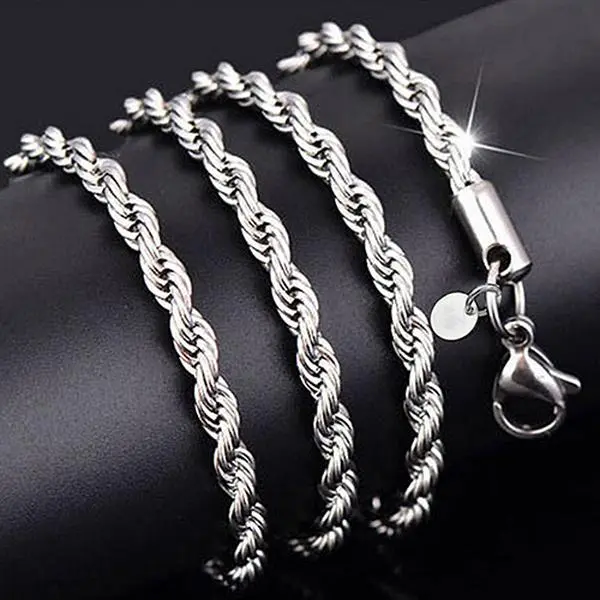 Elegant Silver Twist Chain Necklace for Men and Women – Minimalist Unisex Jewelry, 2mm Metal Chain with Clasp, Perfect for Daily Wear, Parties, and Gifts