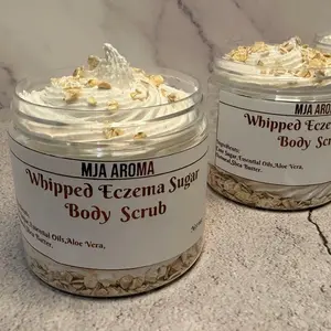 Whipped Eczema Sugar Body Scrub with Aloe Vera for Gentle Exfoliation and Moisturizing Skin Care