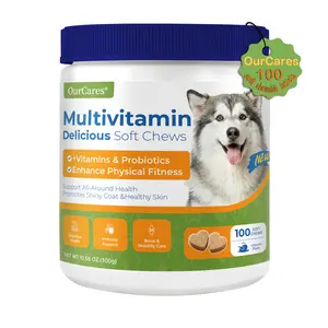 OurCares Advanced Multivitamin Soft Chews for Dogs (Chicken Flavor) – 100 Count | With Glucosamine, MSM, Krill Oil & 1.2 Billion CFU Probiotics, Supports Joint, Skin & Immune Health