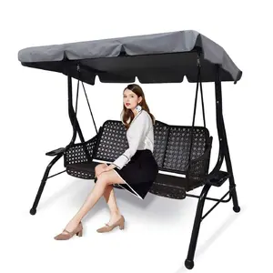 Outdoor Patio Swing Chair Canopy Replacement,3 Seater Porch Swing Seat Canopy Cover, Waterproof And Windproof, Garden Furniture Covers (Grey,Large)