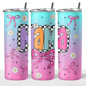 Checkered Mama 20oz Steel Insulated Tumbler with Clear Lid and Reusable Straw - Flasks, Drinkware