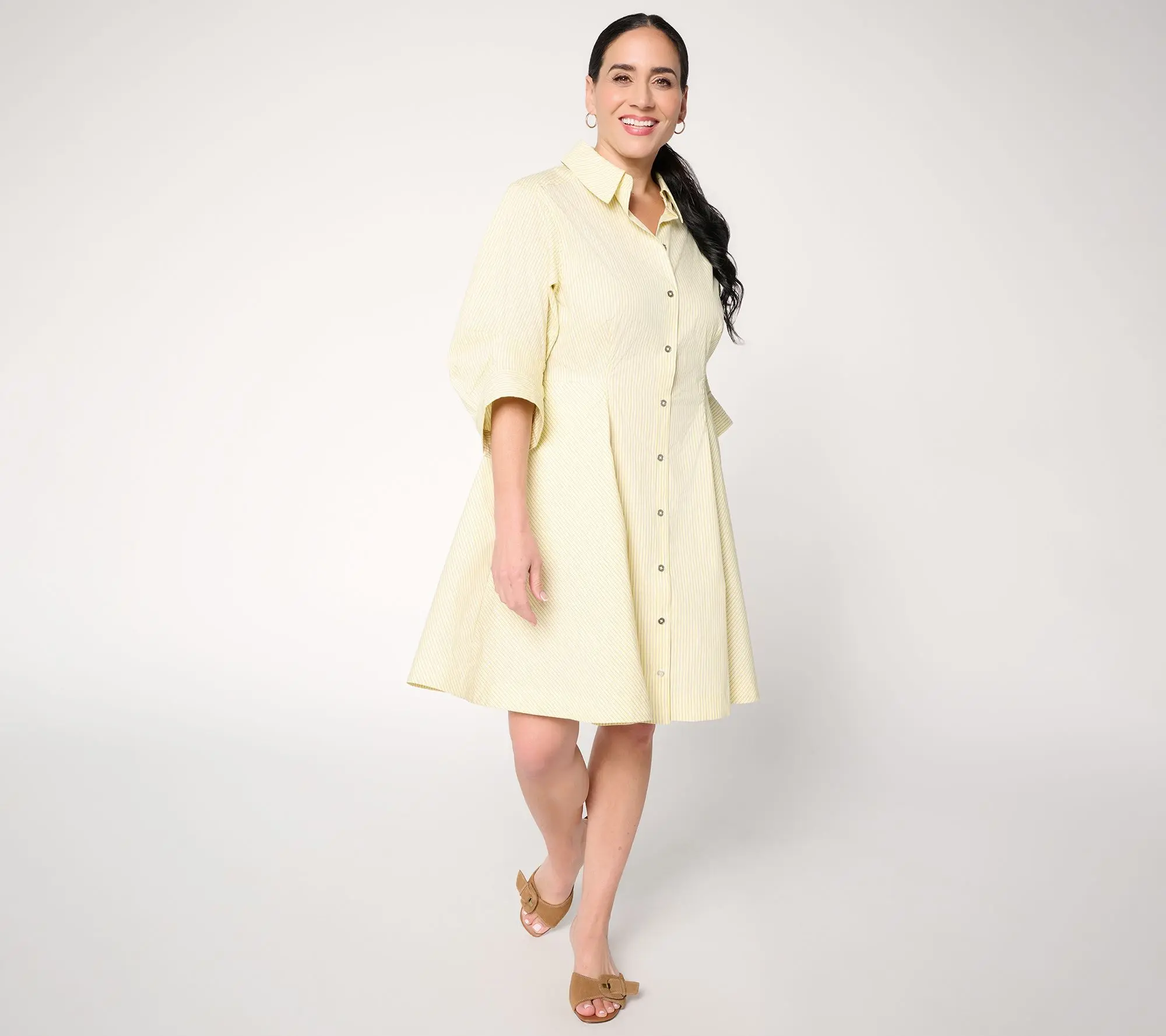 RM Studio x Rebecca Minkoff Petite Stripe Stretch Poplin Shirtdress